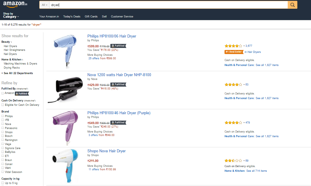 FBA Products in Amazon Product Searh results