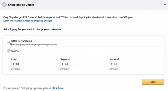 Shipping Fee Details