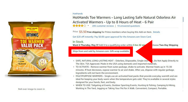 Sold by Amazon example